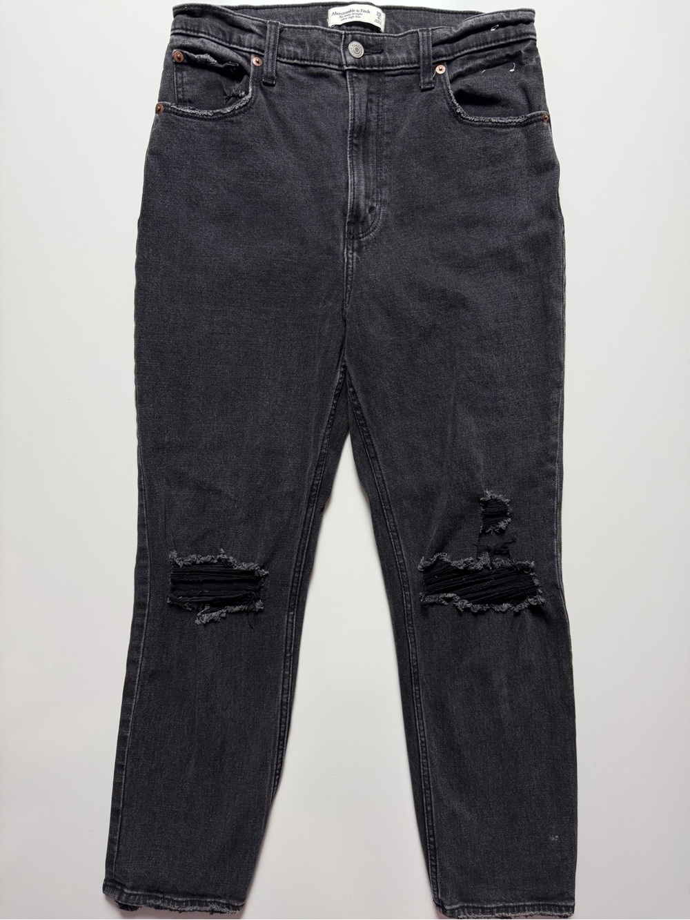 Abercrombie & Fitch Ankle Straight Ultra High Rise Jeans, Black, Size 29/8R